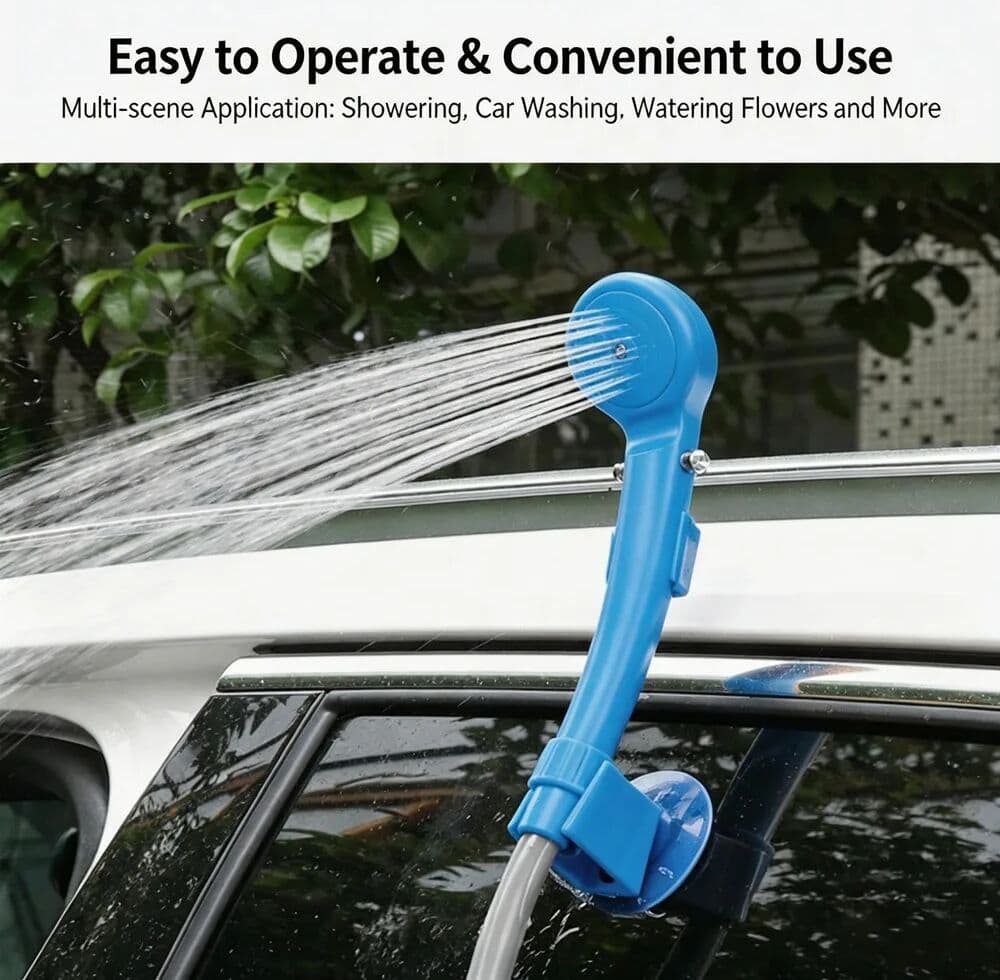 NONE Portable Outdoor Shower Kit DC 12V Camping Showers Cigarette Lighter Charging with Water Pump Travel Device Car Cleaning Tool