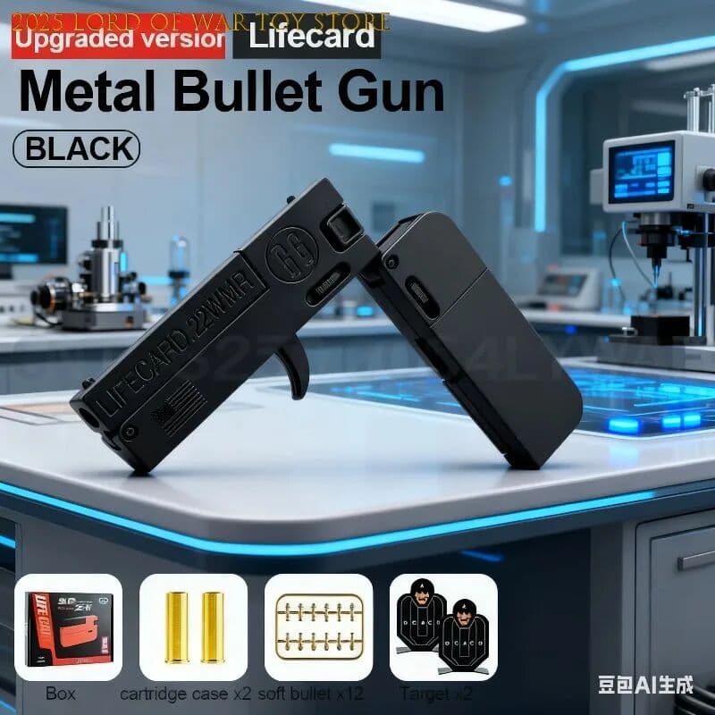 NONE Pistol Toys Gun With Soft Bullets Alloy Shooting Model For Adults Upgraded Lifecard Metal Folding Gun Toy for Kids Adult