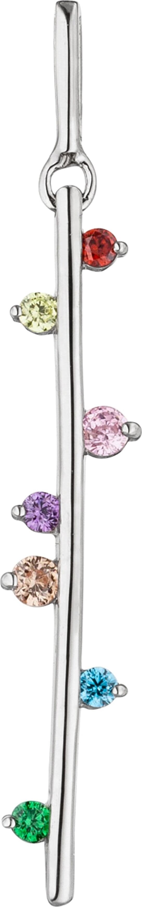 Kettenanhänger JOBO "Anhänger Silberanhänger 32 mm", bunt (mehrfarbig, mehrfarbig), Schmuckanhänger, Damen, Silber 925 (Sterlingsilber), Kettenanhänger, 925 Silber mit 7 bunten Zirkonia