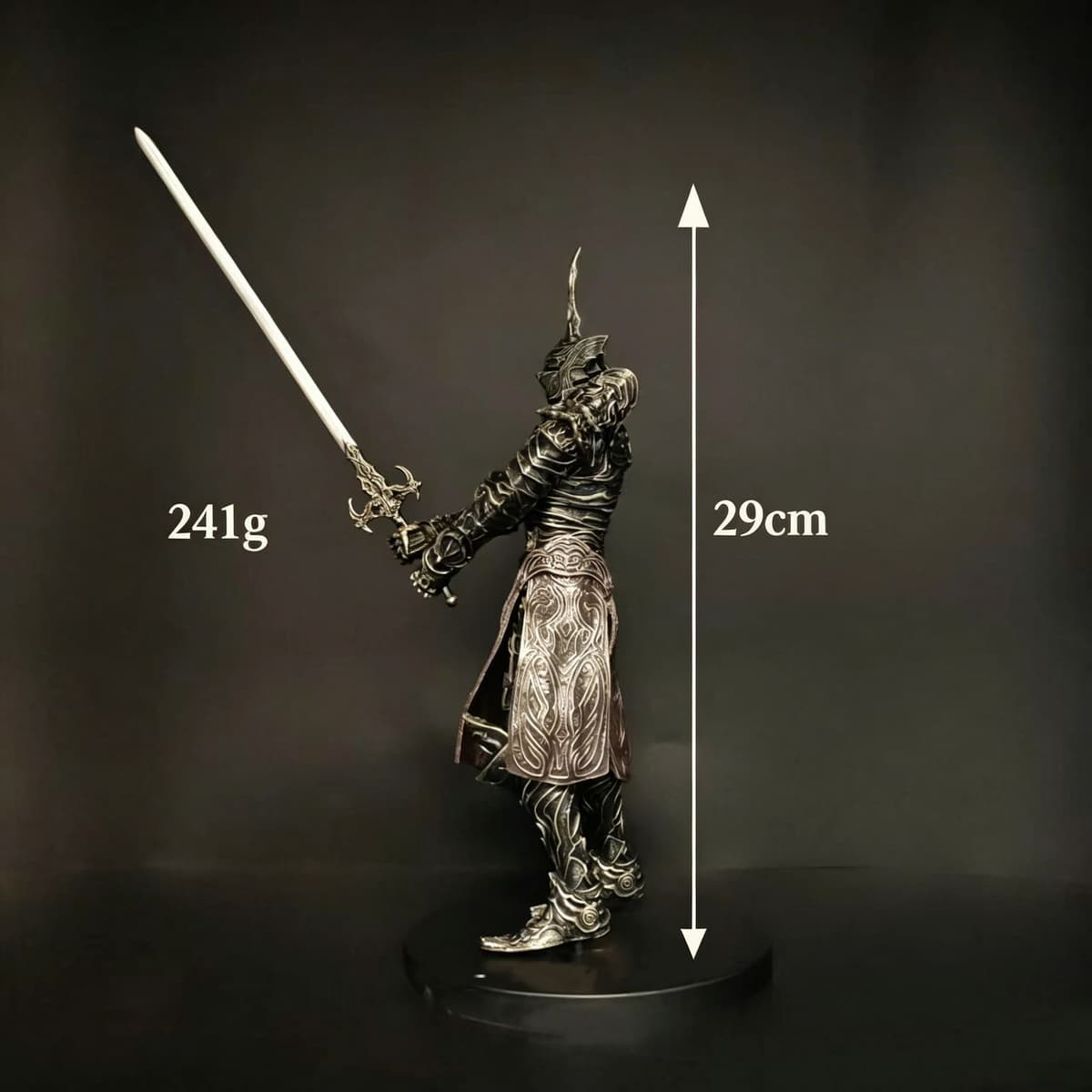 NONE 29cm Gothic Dark Knight Action Figure, Medieval Heavy Armor Sword Warrior Resin Statue, Collectible Toy Desktop Decoration Gift