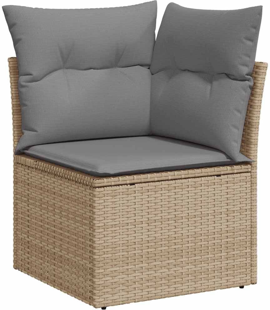 vidaXL Salon de jardin avec coussins 9 pcs beige résine tressée acacia