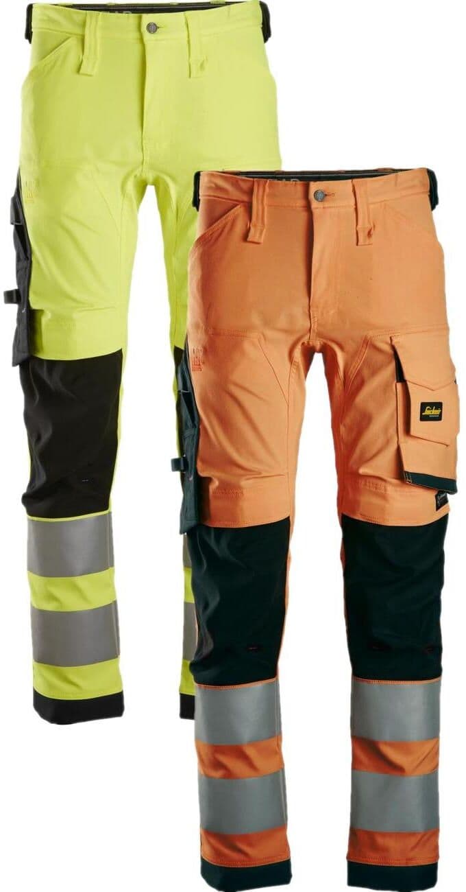 Snickers 6343 High-Vis Stretchbukser, Klasse 2 Orange/sort 50