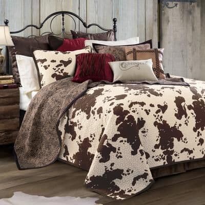 Paseo Road by HiEnd Accents Paseo Road Elsa Cow Print and Paisley 100% Cotton 3 Piece Reversible Quilt Set