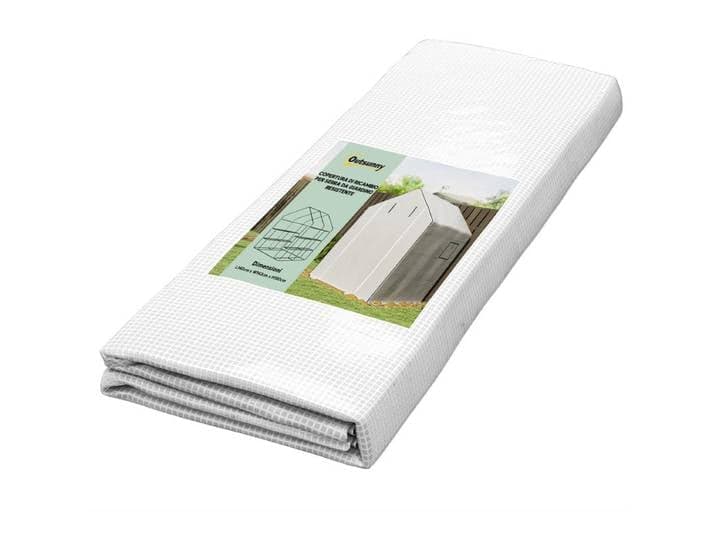 Couverture en PE pour Serre de Jardin avec Porte à Charnières et Fenêtres, 140x143x190cm, Blanc
