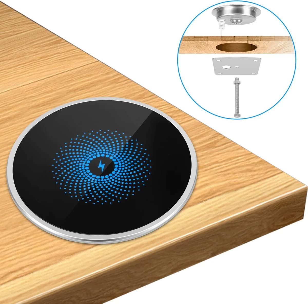 NONE Built in Desktop Wireless Charger Desktop Furniture Embedded Qi 15W Fast Wireless Charger Charging For iPhone 11 Samsung Xiaomi