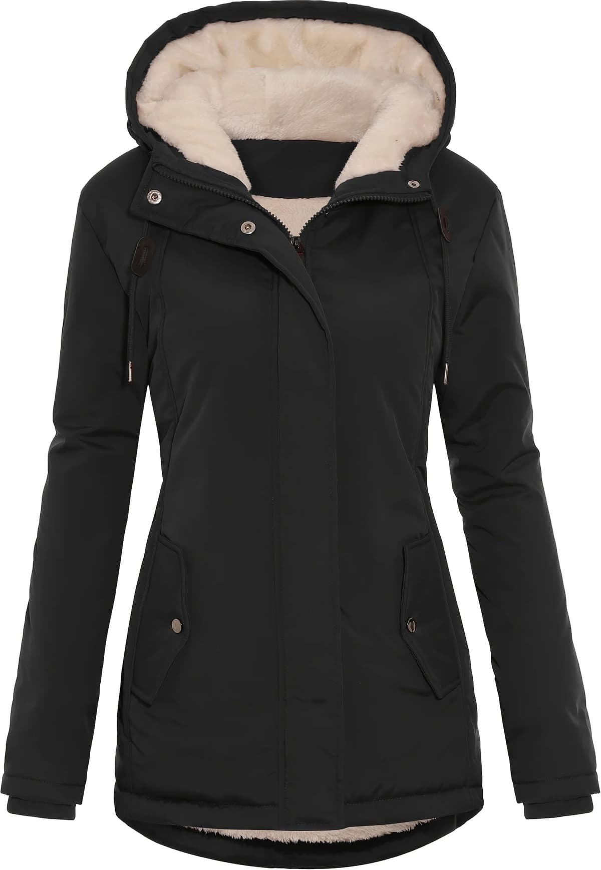 NONE wman's Solid color Quilted Puffer Jacket - Ribbed Cuff Windproof Warm Coat for Winter Casual Daily Outdoor