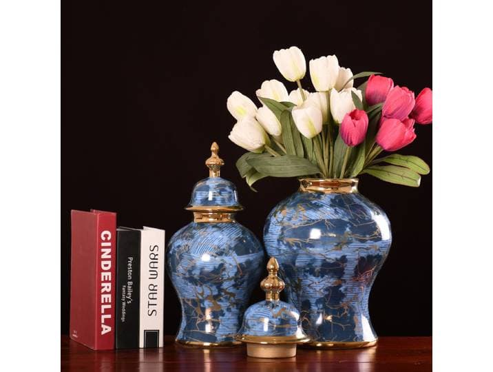 Vase en céramique dorée, arrangement artisanal, grand pot en porcelaine, décoration décorative