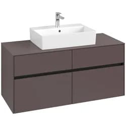 Villeroy & Boch Waschbeckenunterschrank Collaro, Eckig Dark Berry, 1.200 x 500 x 548 mm, mittige Wanneneinbauposition, 4 Auszüge mit SoftClosing, 65 kg