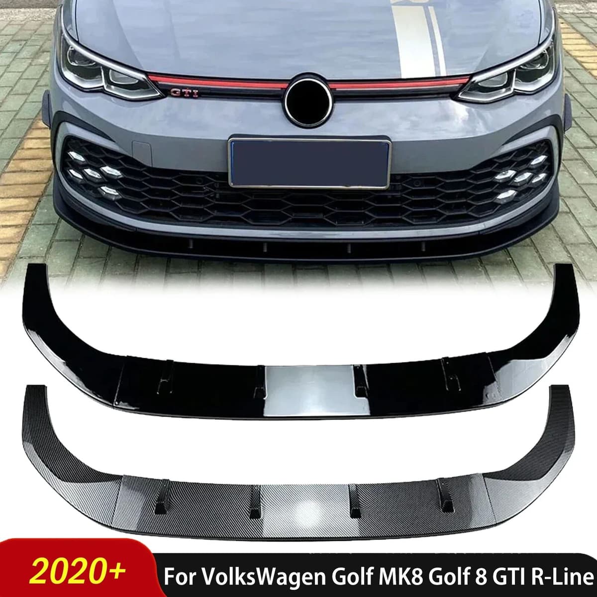 NONE For VolksWagen Golf MK8 Golf 8 GTI R-Line 2020+ Maxton Style Front Bumper Lip Spoiler Splitter Car Accessories Diffuser Body Kit